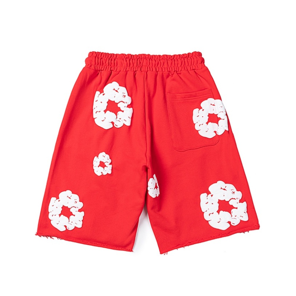 Red Athletic Shorts with White Pattern